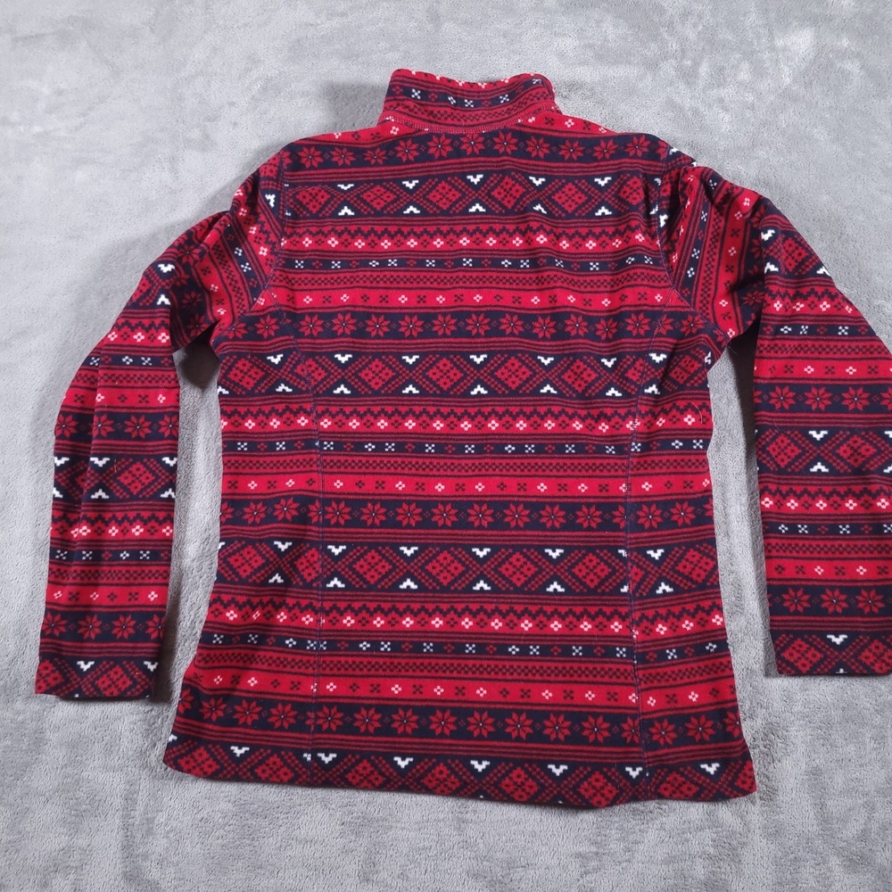 Eddie Bauer Fleece Pullover Womens Large‎ Red Geometric 1/4 Zip Sweater Holiday - Picture 8 of 9